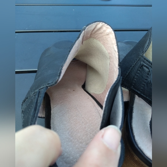 Women's Black Slingback Chunky Heel Sandals, Peep Toe, Size 8.5, Leather… - Picture 11 of 12